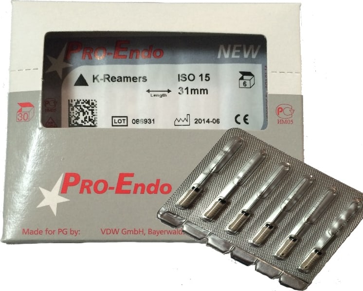 К- РИМЕР /Pro-Endo K-Reamers/  L-25 mm- №15-6 шт/ инструмент эндодонтический ручной VDW