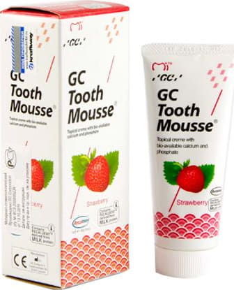 Аппликационный мусс GC TOOTH MOUSSE/ КЛУБНИКА/40г для реминерализации и снижения чувств-сти зубн.тканей