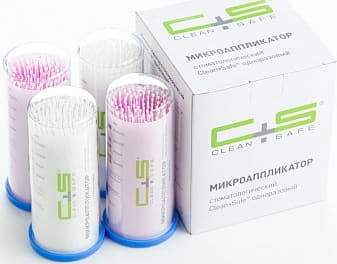 Микроаппликатор стоматологический Clean + Safe® одноразовый , SUPERFINE_ цвет белый и розовый _100 шт