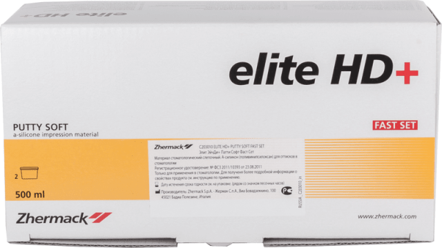 Материал стоматологический слепочный Elite HD+ Putty Soft Fast Set_250 ml B+250 ml C_