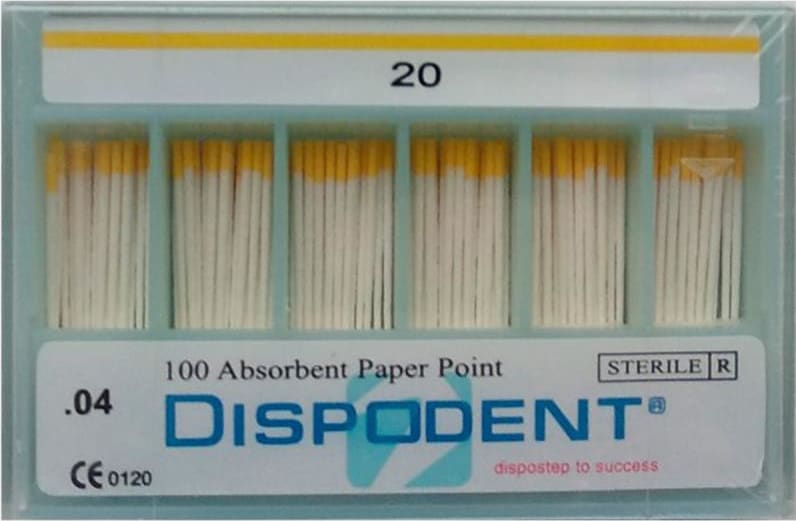 Штифты эндоканальные бумажные «Dispodent»  размер 20  100шт конусность 04