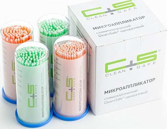 Микроаппликатор стоматологический Clean + Safe® одноразовый REGULAR, цвет зеленый и оранжевый _100 шт